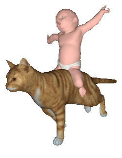 baby on a cat